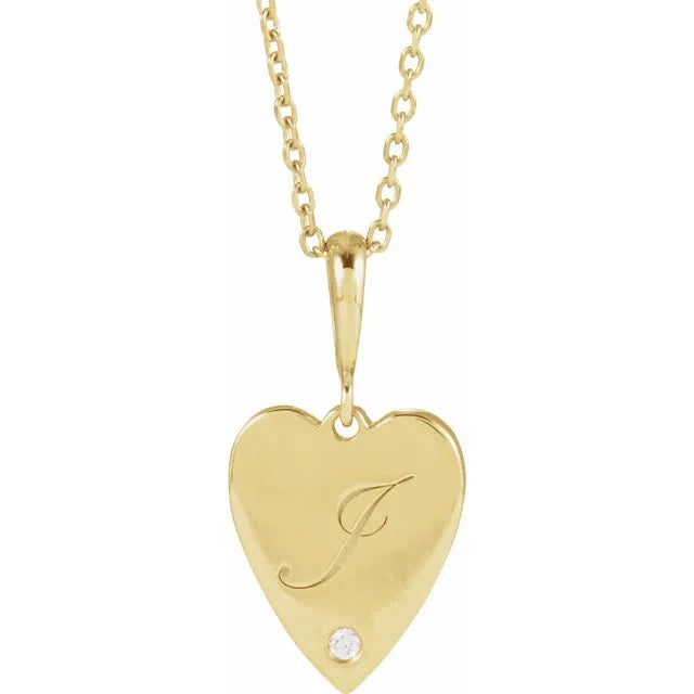 Natural Diamond Engravable Heart Necklace