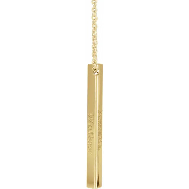 Engravable Three-Sided Bar Necklace