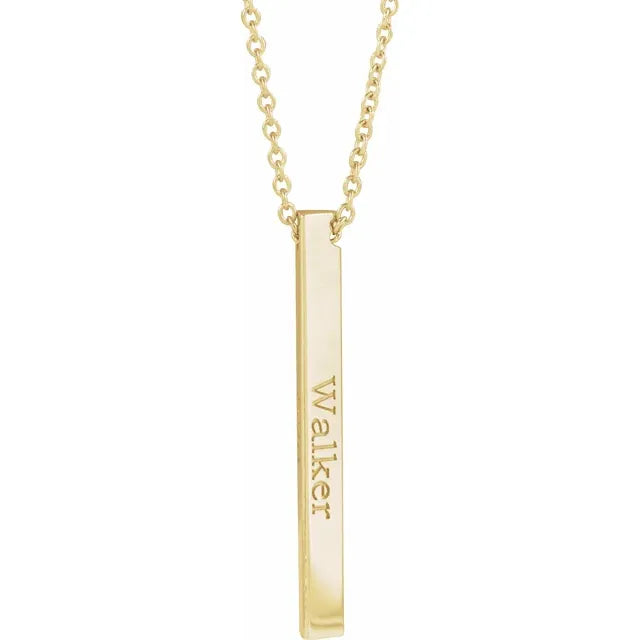 Engravable Three-Sided Bar Necklace