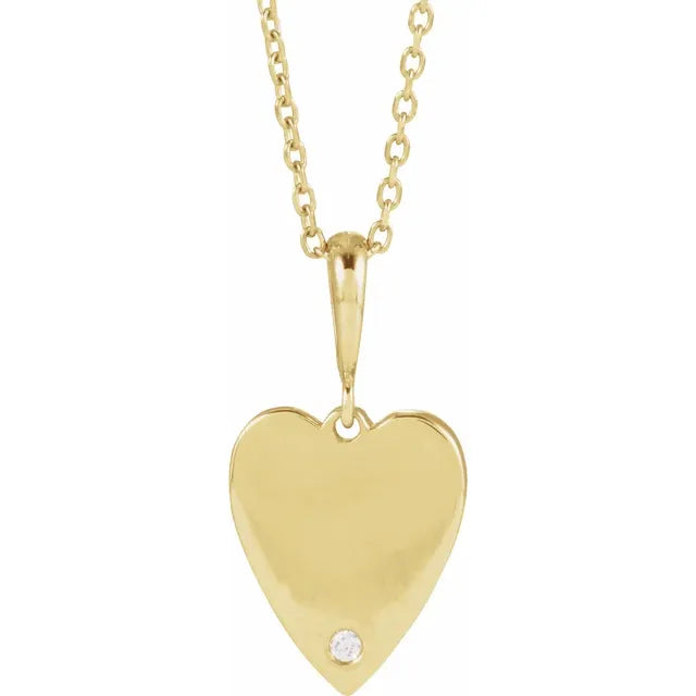 Natural Diamond Engravable Heart Necklace