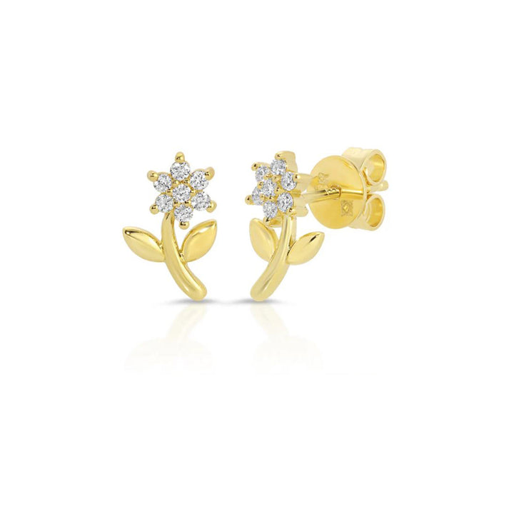 14KY Diamond Flower Stud Earring