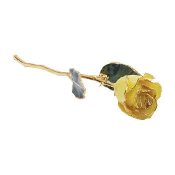 Lacquered Yellow Rose with Gold Trim