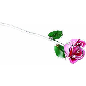 Lacquered Pink Rose with Platinum Trim