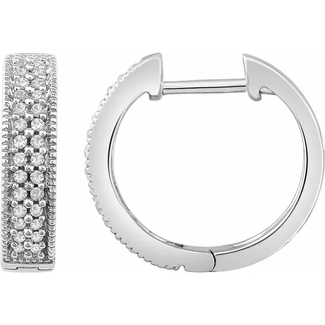 Natural Diamond 15.5 mm Hoop Earrings