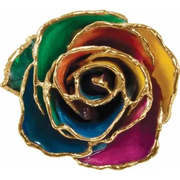 Lacquered Rainbow Rose with Gold Trim