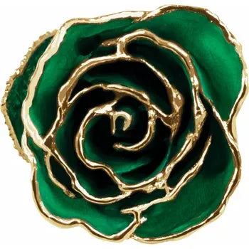 Lacquered Emerald Colored Rose with Gold Trim