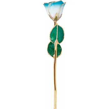 Lacquered Cream Turquoise Rose with Gold Trim