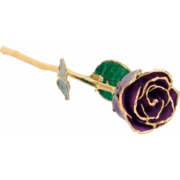 Lacquered Purple Rose with Gold Trim