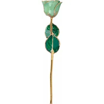 Lacquered Peridot Colored Rose with Gold Trim