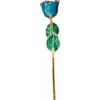 Lacquered Blue Zircon Colored Rose with Gold Trim