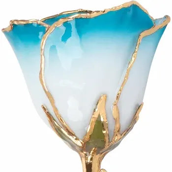 Lacquered Cream Turquoise Rose with Gold Trim