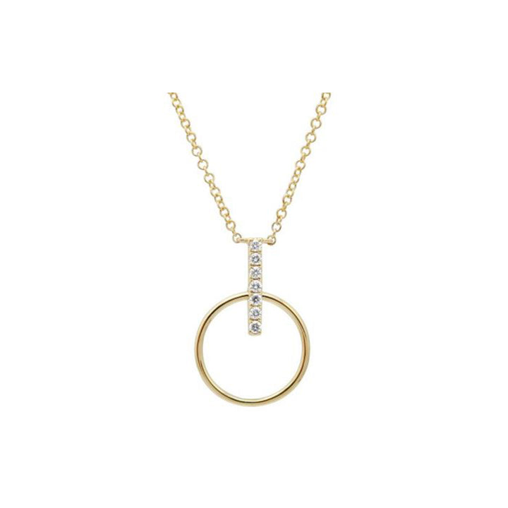 Diamond Bar Open Circle Necklace