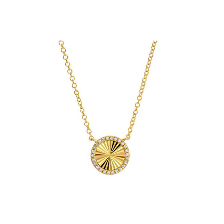 Diamond Fluted Disc Necklace