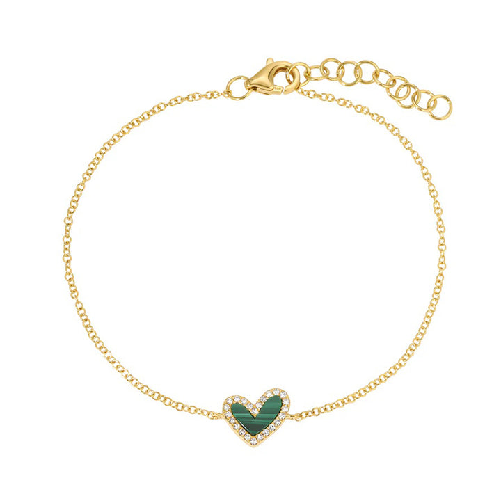 Malachite Heart Diamond Chain Bracelet