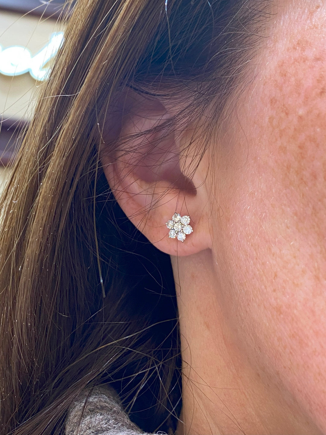 Cluster Lab-Grown Diamond Stud Earrings