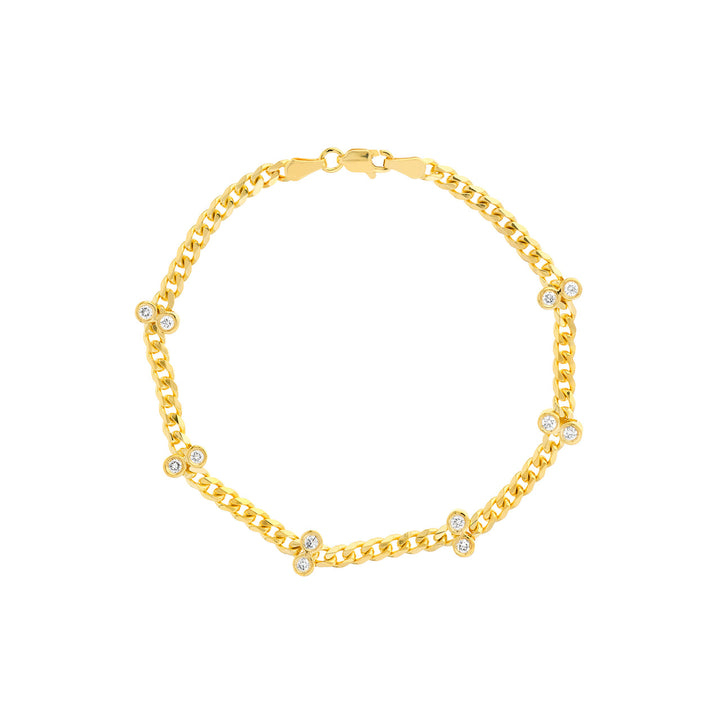 Diamond Duo Stations on Curb Chain Bracelet