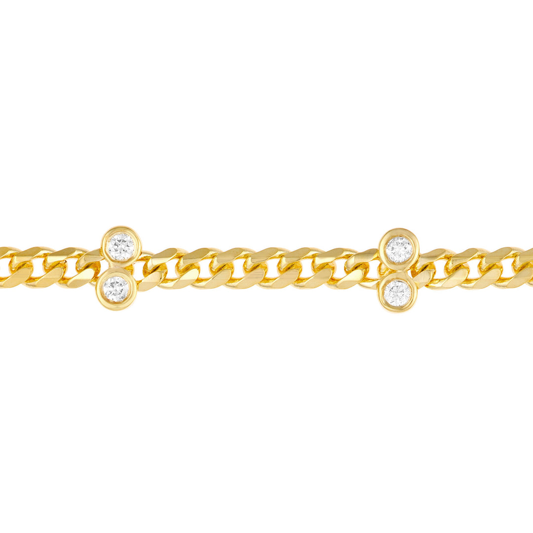 Diamond Duo Stations on Curb Chain Bracelet