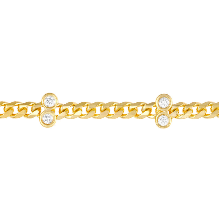 Diamond Duo Stations on Curb Chain Bracelet