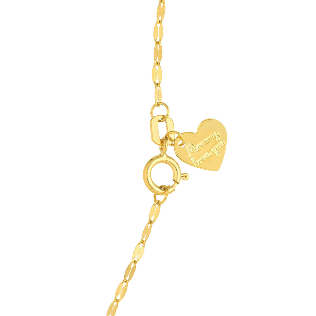 Adj. Puffed Crown & Heart Drop Baby Necklace