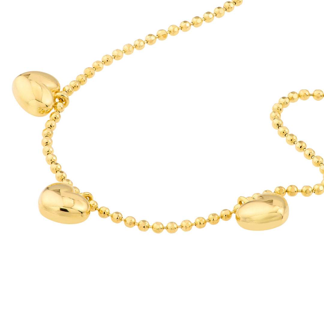 Mommy Loves You Triple Puff Heart Adj. Necklace