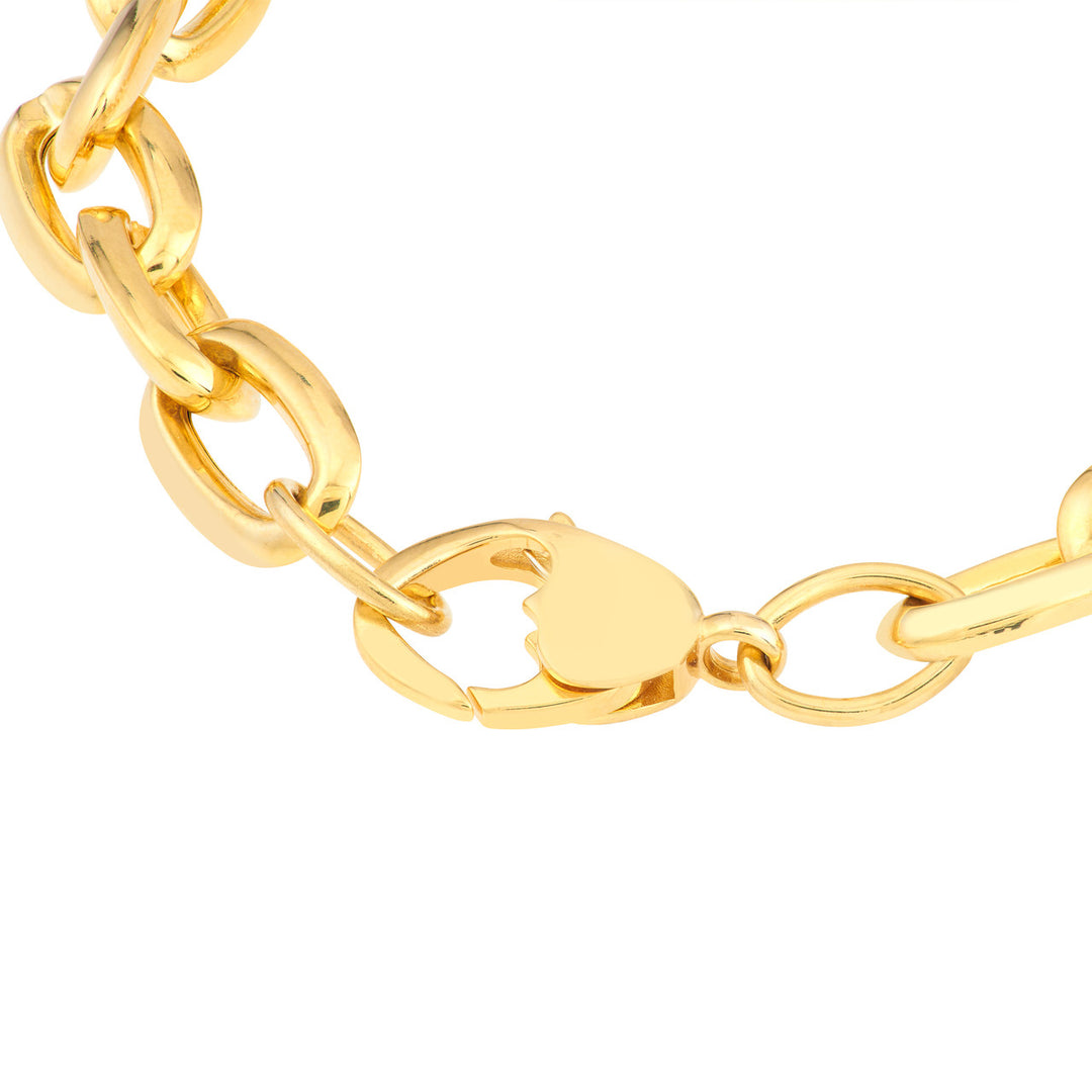 Knife Edge Oval Link Bracelet with Heart Lock