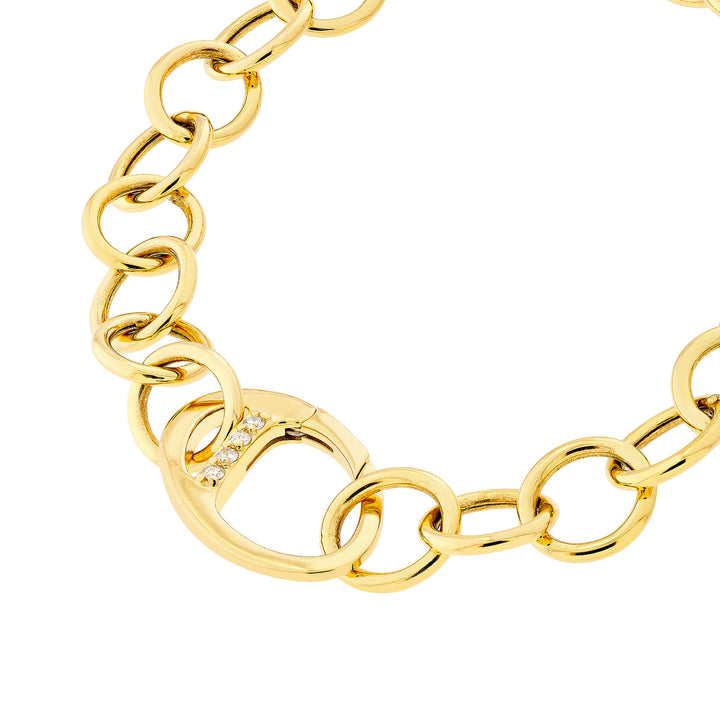 Round Link Bracelet with Diamond Push Lock