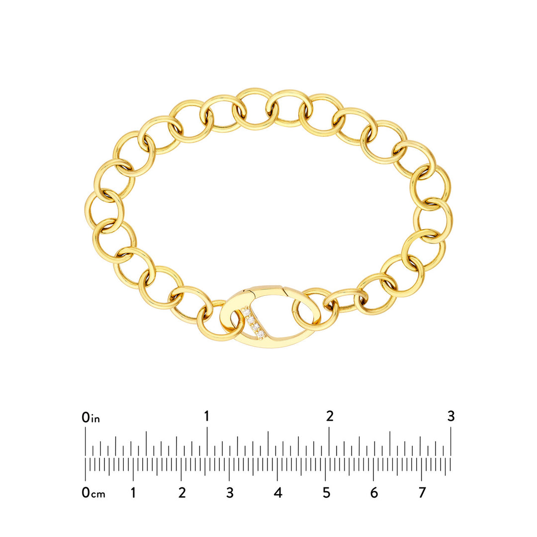 Round Link Bracelet with Diamond Push Lock