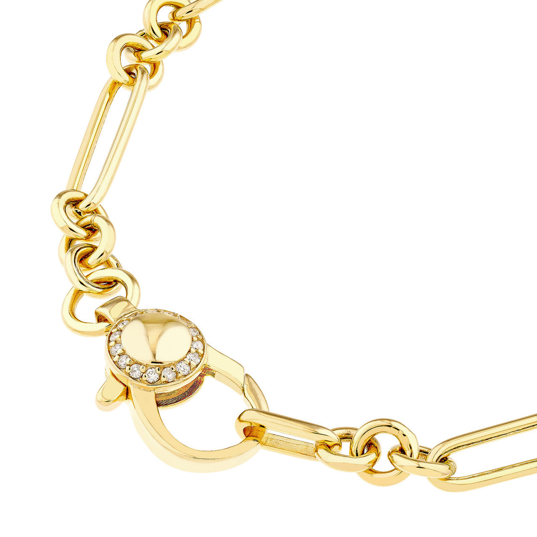 3+1 Hollow Paper Clip Bracelet with Diamond Lock