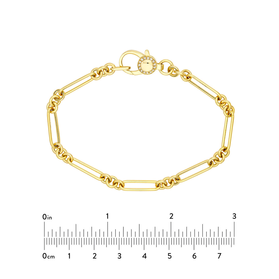 3+1 Hollow Paper Clip Bracelet with Diamond Lock