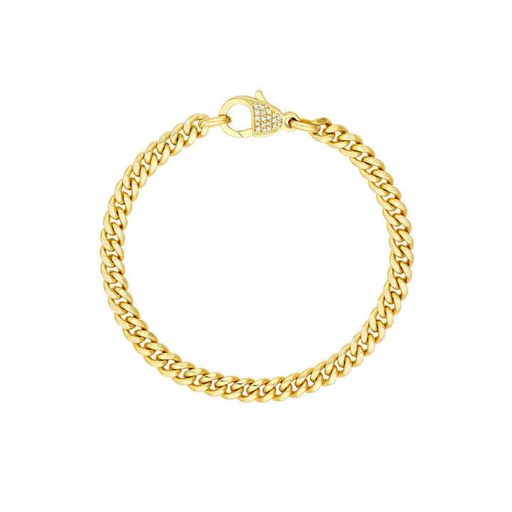 Pave Diamond Pear Lock Curb Chain Bracelet