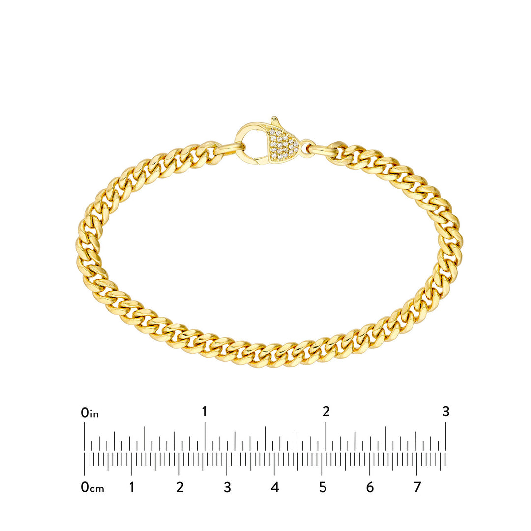 Pave Diamond Pear Lock Curb Chain Bracelet