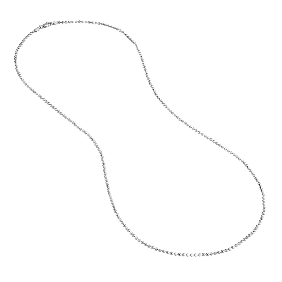 Sterling Silver 2mm Bead Chain with Lobster Lock