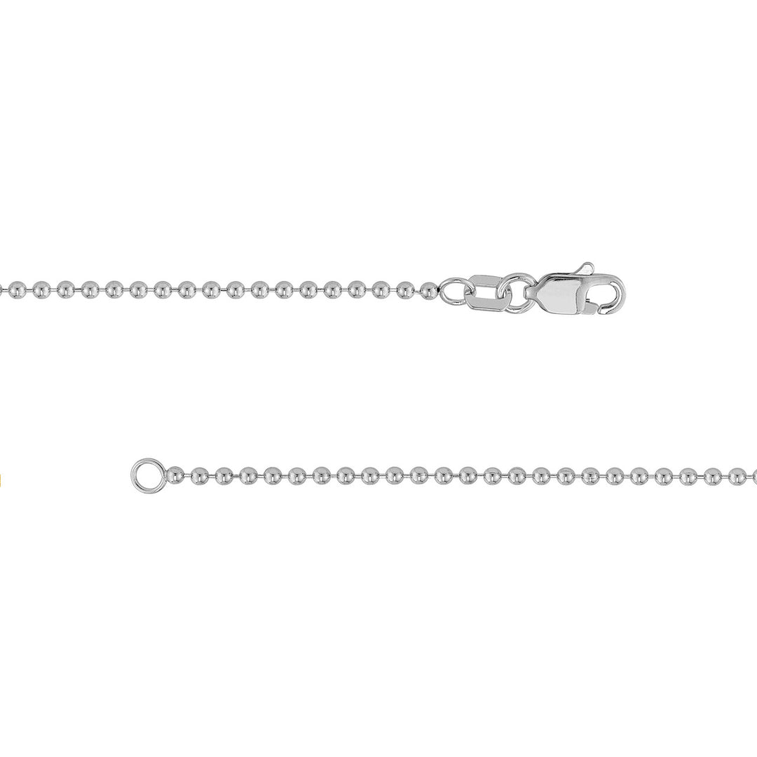 Sterling Silver 2mm Bead Chain with Lobster Lock