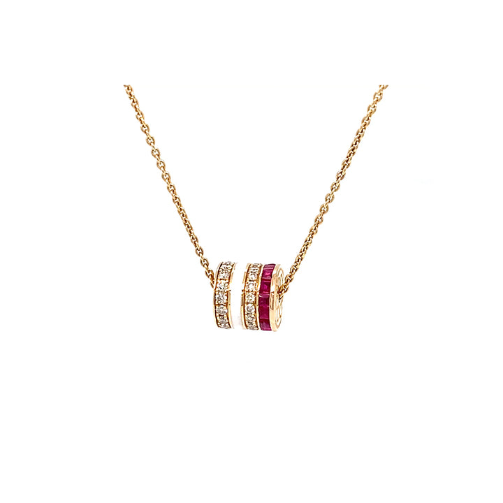 Red & White Sapphire Diamond Pendant Necklace in 14K Yellow Gold, 0.31 ct. t.w.