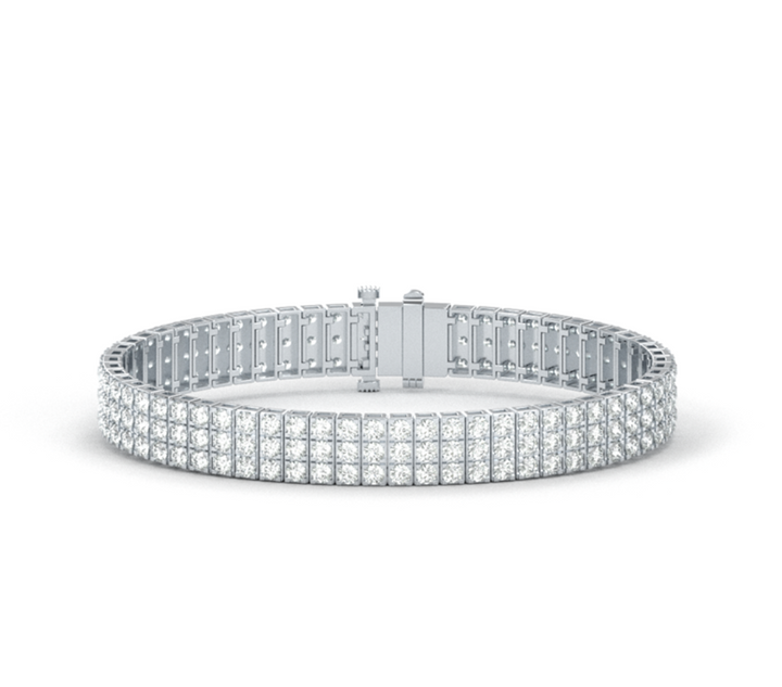 10 CTW Glowing Triple Diamond Bar Tennis Bracelet