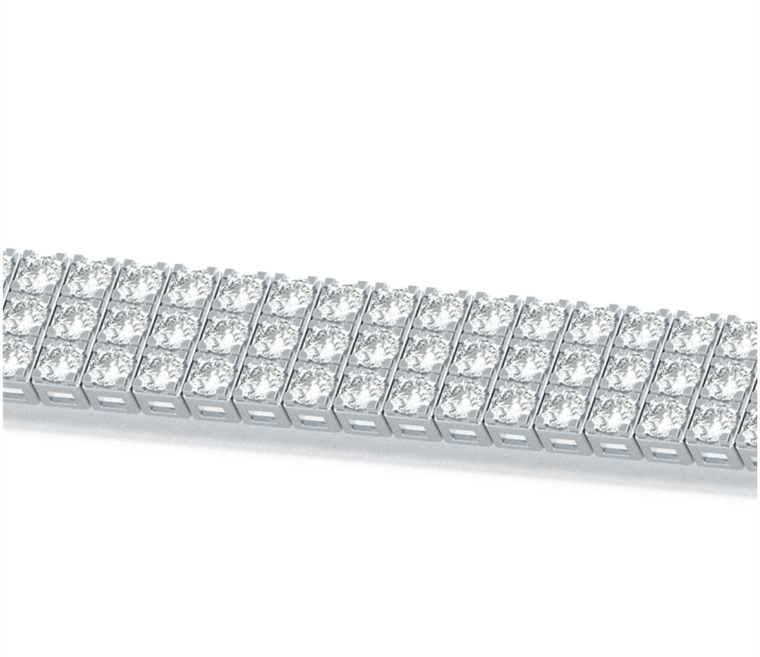 10 CTW Glowing Triple Diamond Bar Tennis Bracelet