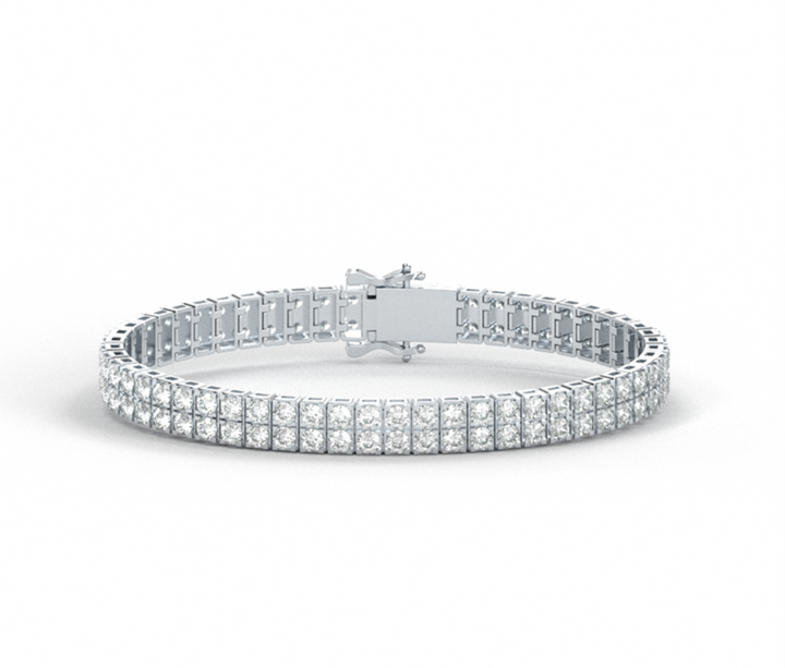 8.68 CTW Double Line Diamond Tennis Bracelet