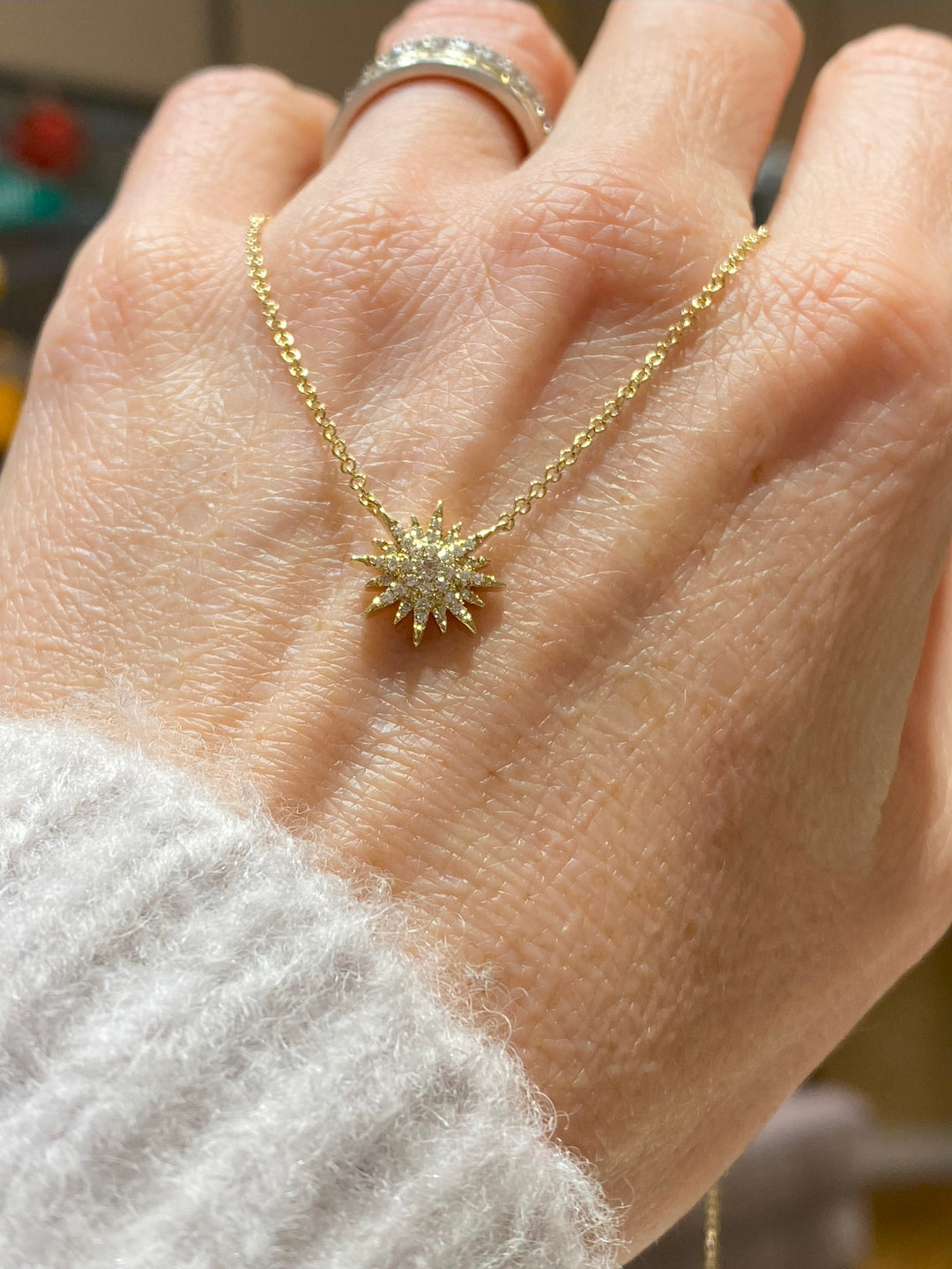 Gold Starburst Diamond Necklace