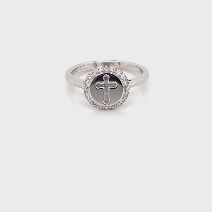 Diamond Cross Signet Ring