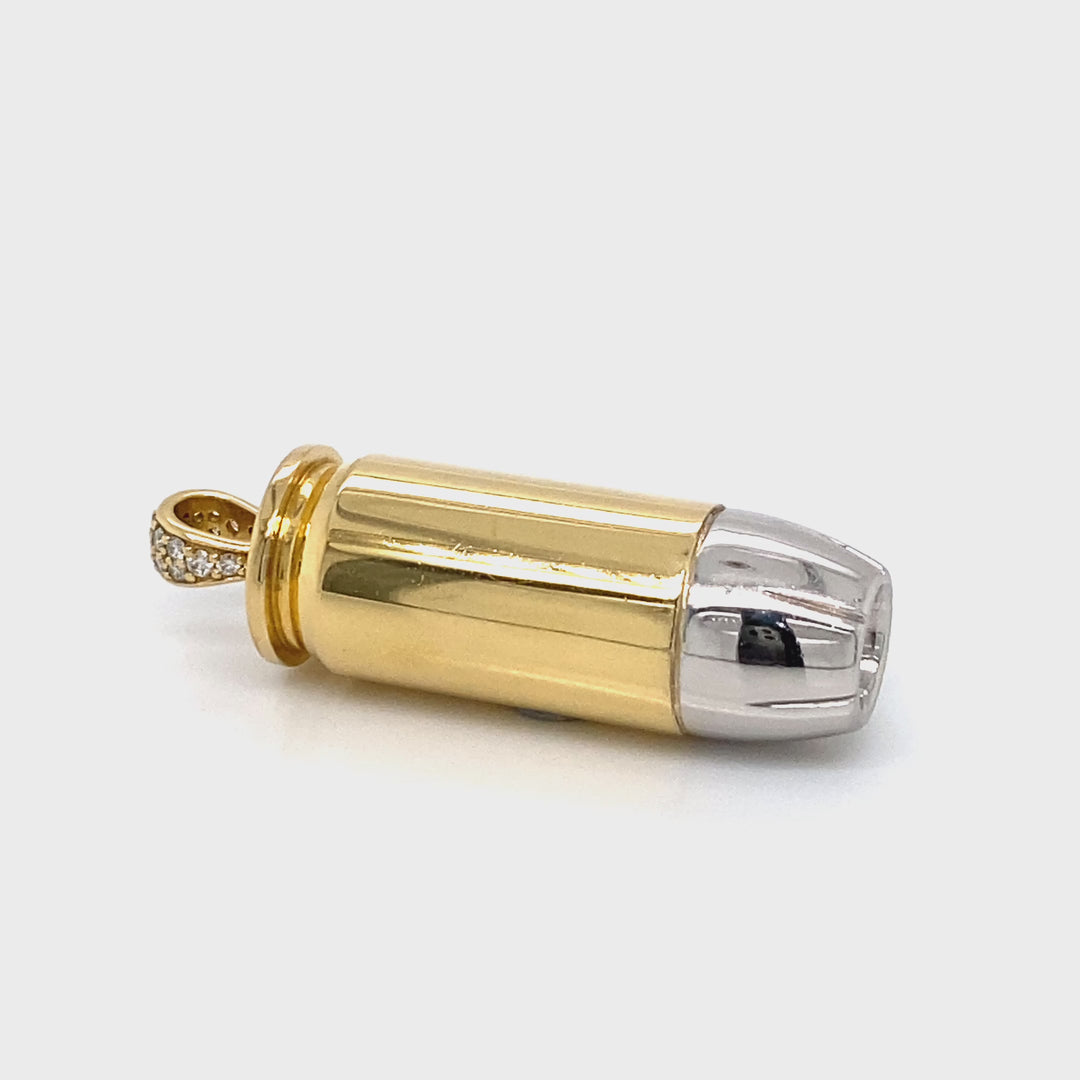 18K Gold and Platinum Bullet Pendant Necklace with Diamonds