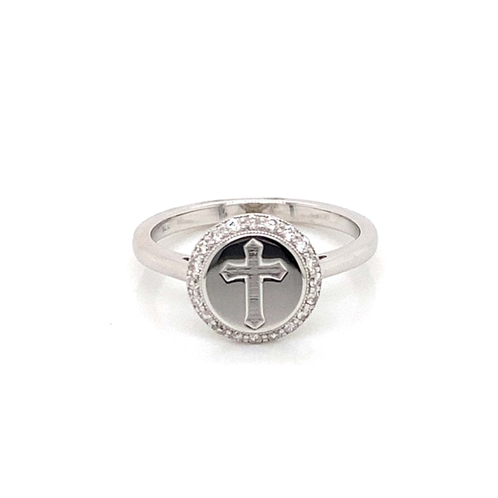 Diamond Cross Signet Ring