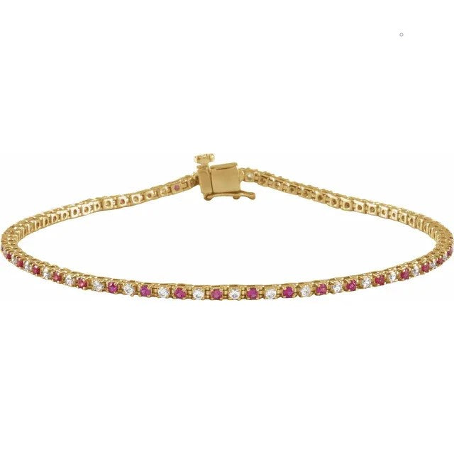 Natural Ruby & 5/8 CTW Natural Diamond Link Bracelet