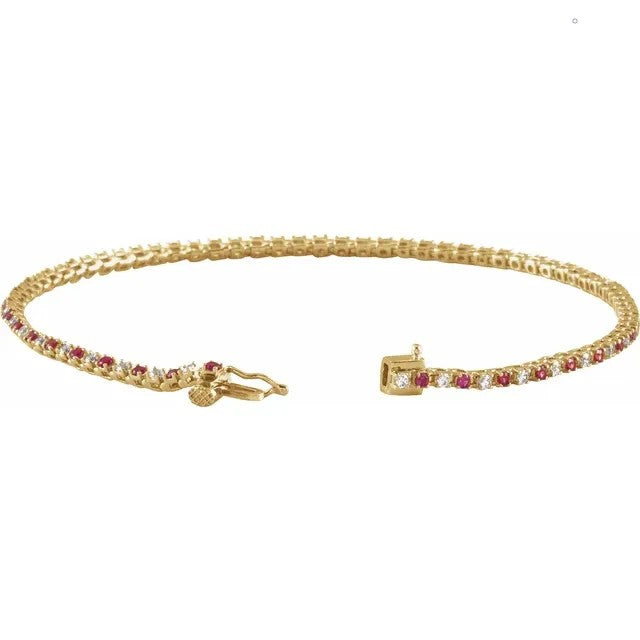 Natural Ruby & 5/8 CTW Natural Diamond Link Bracelet