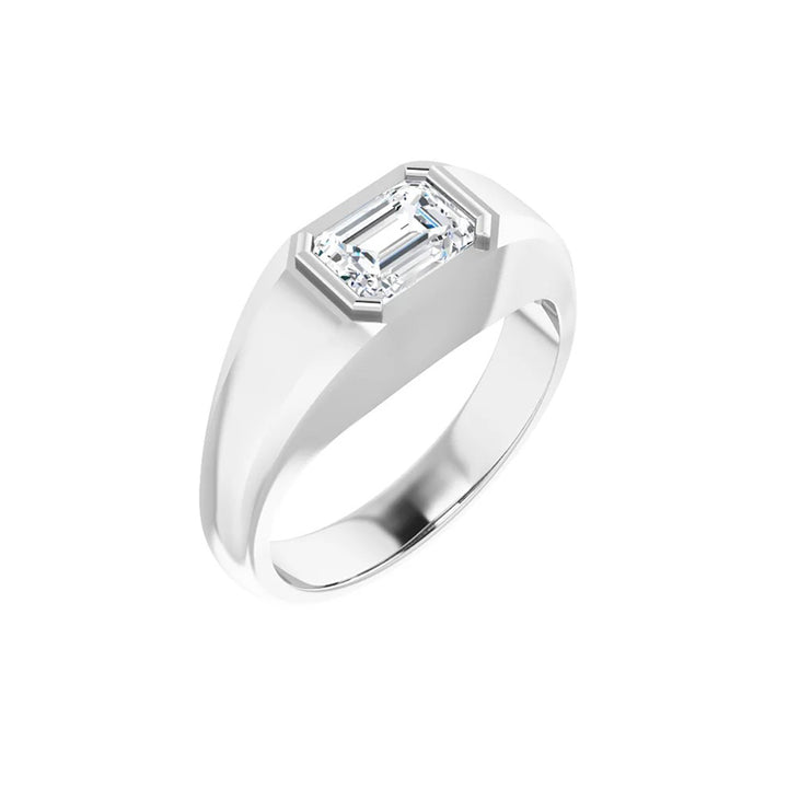 1CT Natural Emerald Cut Diamond Men's Ring