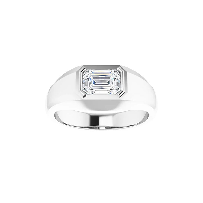 1CT Natural Emerald Cut Diamond Men's Ring