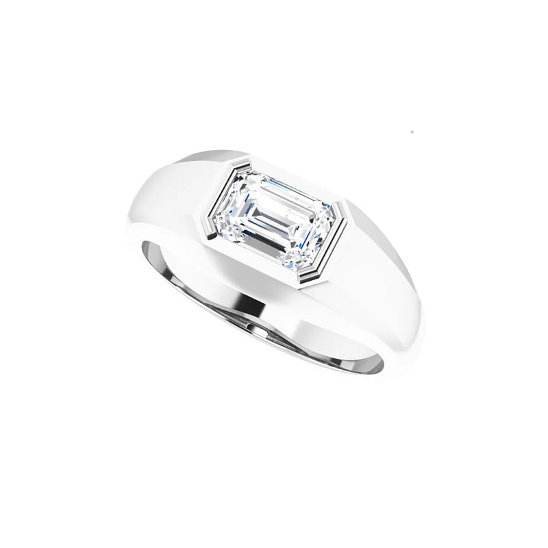 1CT Natural Emerald Cut Diamond Men's Ring