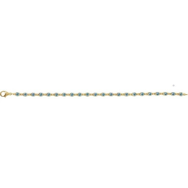 Natural Sky Blue Topaz Line Bracelet