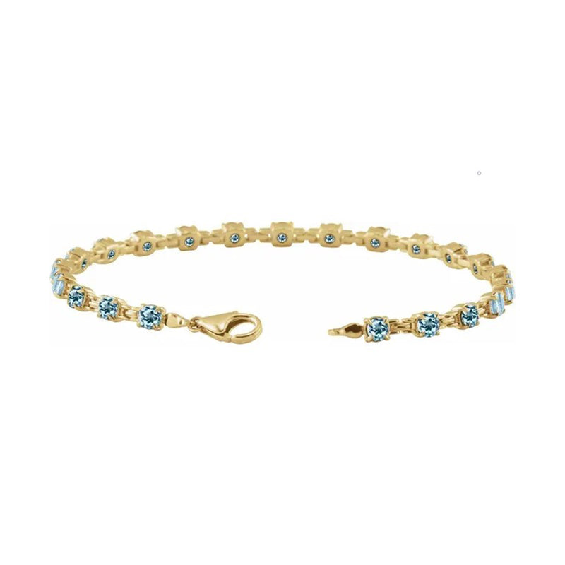 Natural Sky Blue Topaz Line Bracelet