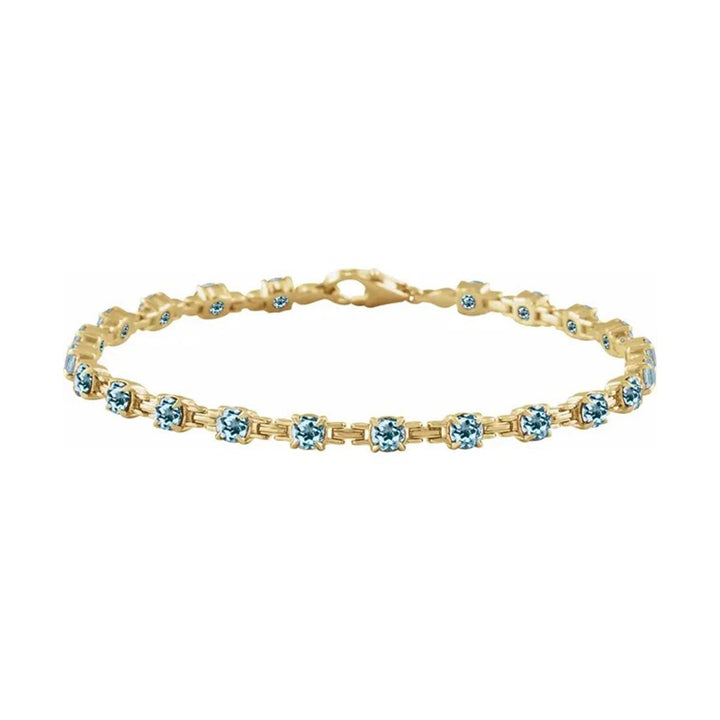 Natural Sky Blue Topaz Line Bracelet