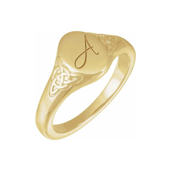 Engravable Oval Celtic-Inspired Signet Ring